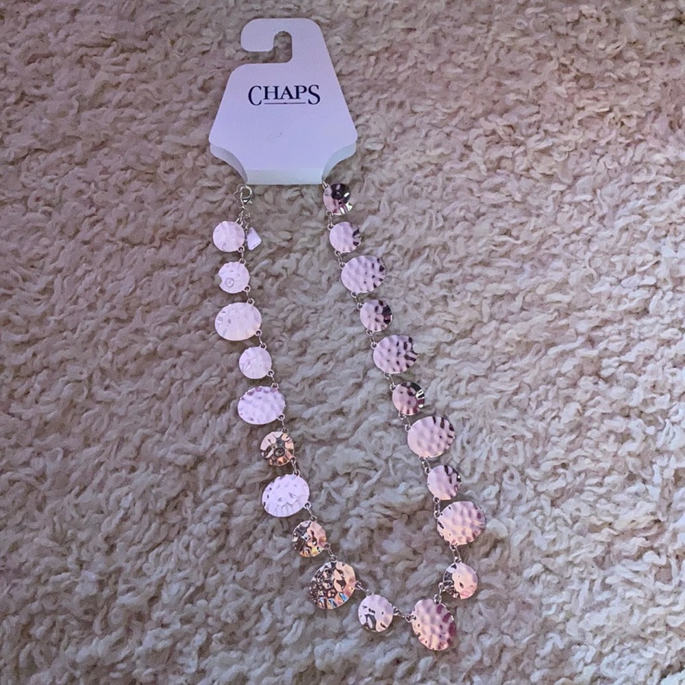 NWT Silver Tone Hammered Circle and Oval Necklace